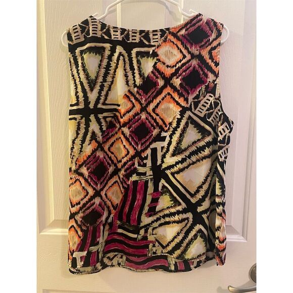 Chico's Women's Geometric Boho Sleeveless Blouse Size 3 Multicolor - Picture 2 of 4